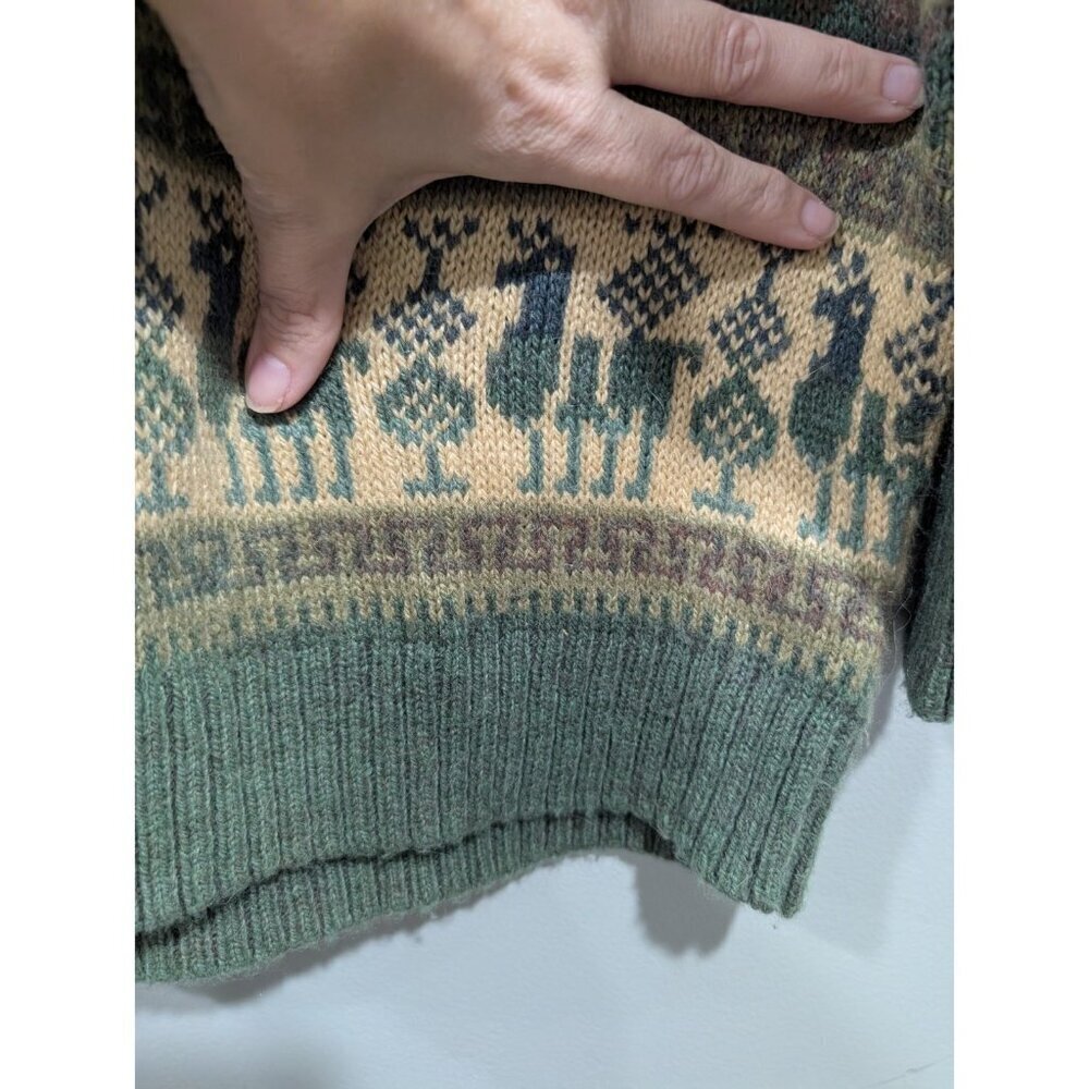 ARTESANIAS Los Incas Alpaca Sweater Pullover Green Tan Striped Long Sleeve Sz M? - Picture 11 of 16